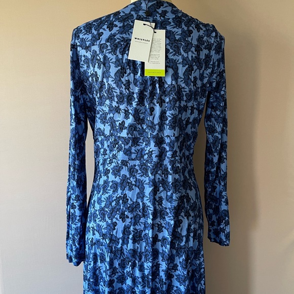 Whistles Women Blue Floral midi dress long sleeves size US8 NWT - Picture 7 of 16